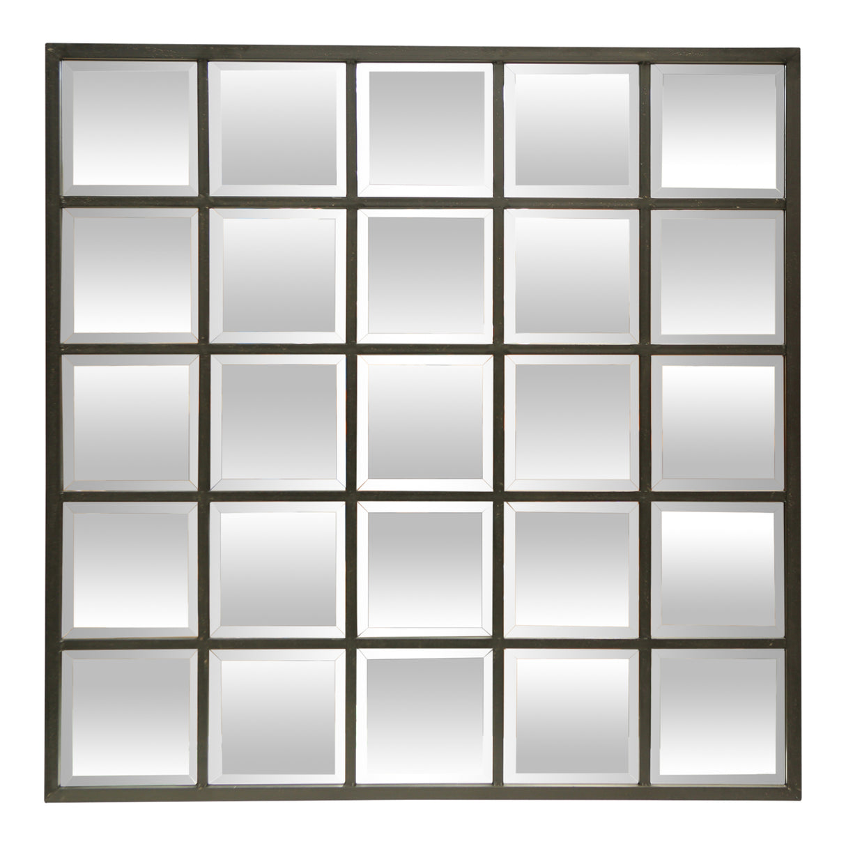 Ex-Display Bevelled Black Square Paned Mirror