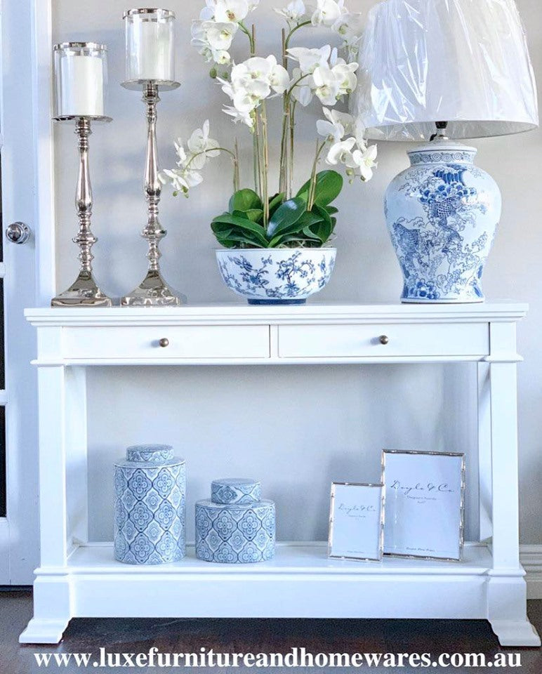 Bayview Two Drawer Console Hall Table In White