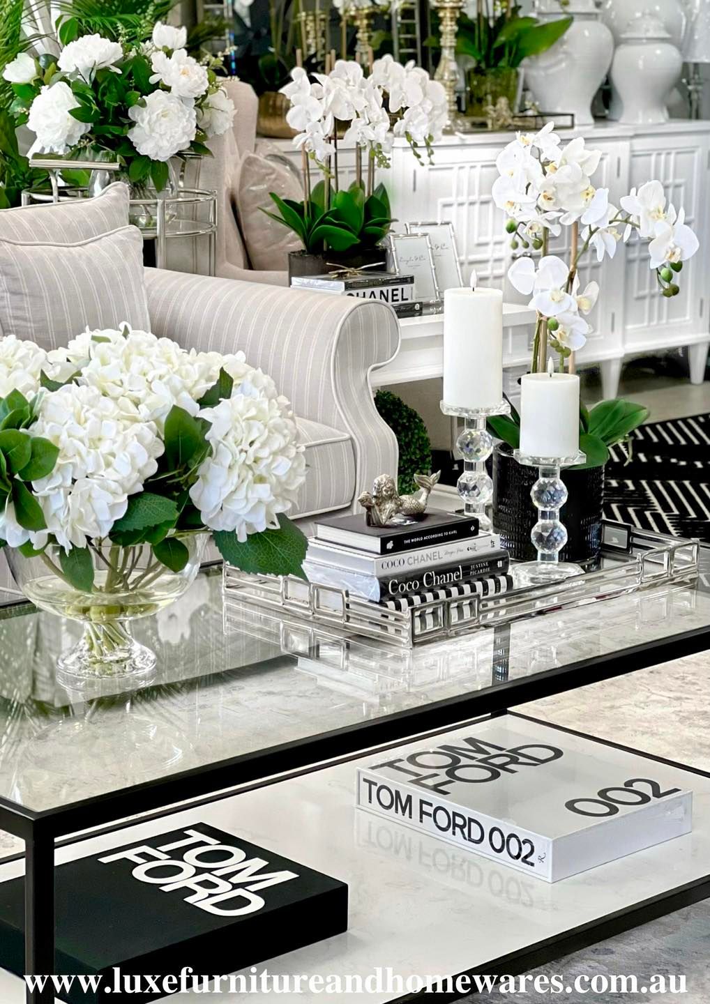 Rectangle Marble & Glass Coffee Table