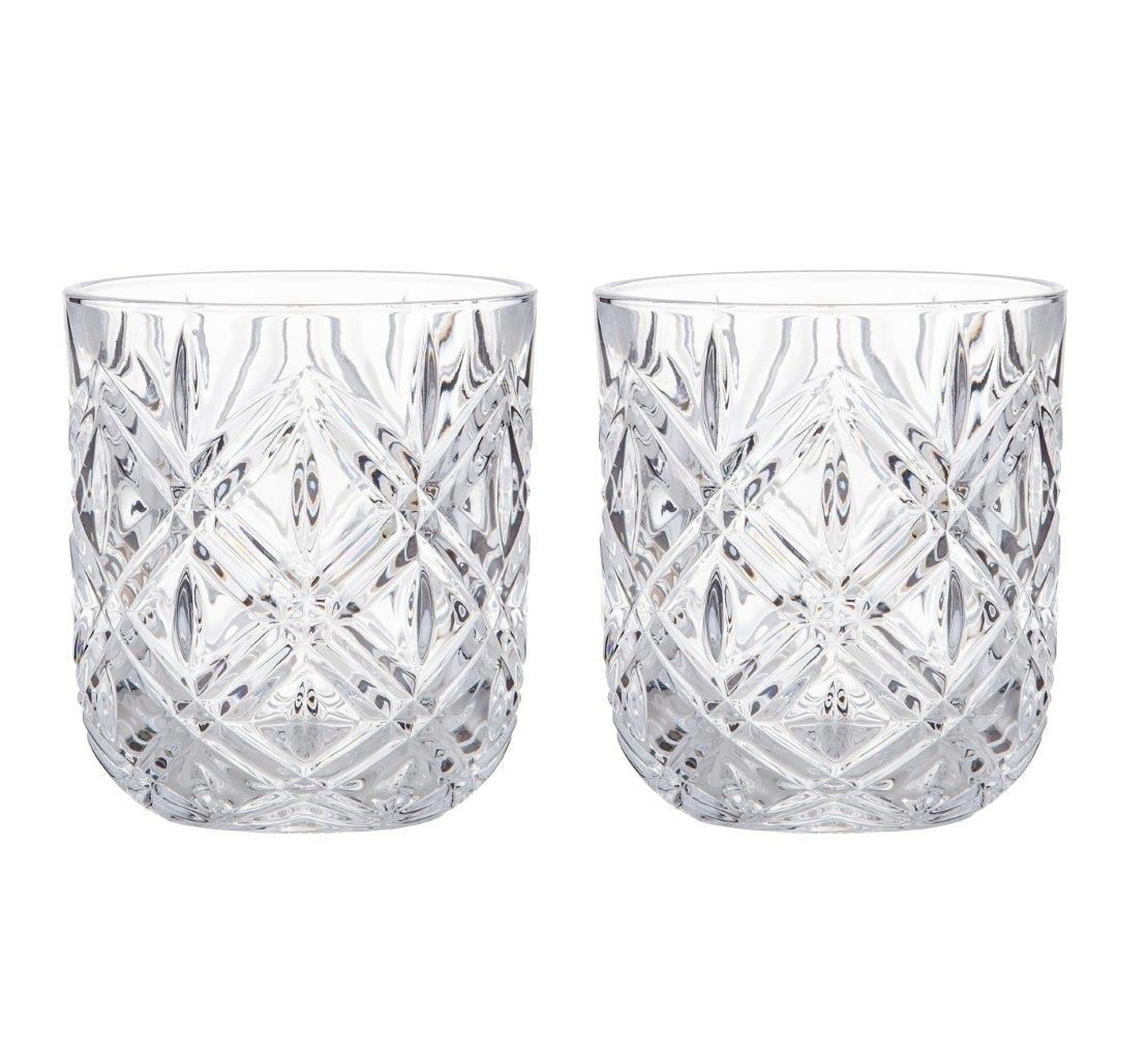 Set Of 2 Deluxe Crystal Cut Tumbler Glasses