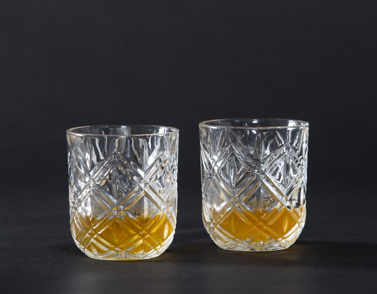 Set Of 2 Deluxe Crystal Cut Tumbler Glasses