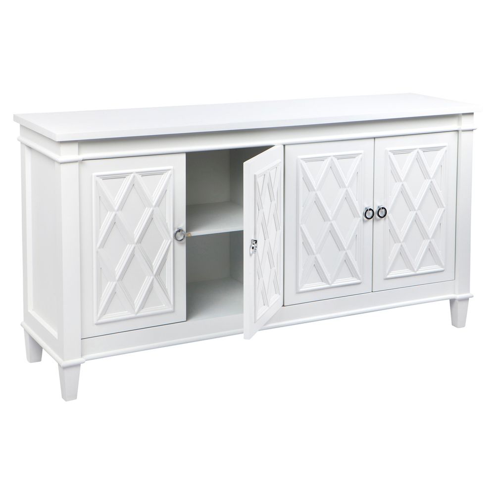 White Diamond Four Door Buffet Cabinet