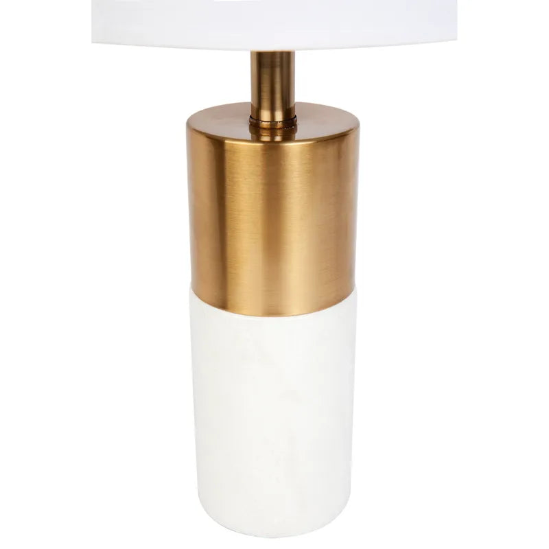Marble and Brass Table Lamp with White Linen Shade