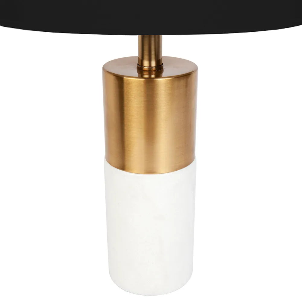 Marble and Brass Table Lamp with Black Linen Shade