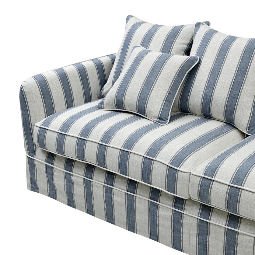 Avondale Two Seater Sofa In Sky Blue Stripe with Piping