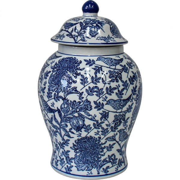 Blue & White Bluebird Ginger Jar in Small