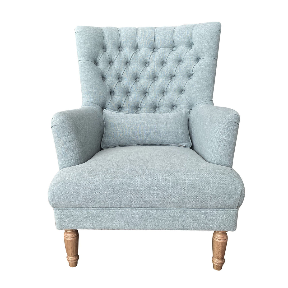 Chesterfield Winged Armchair In Sage Linen