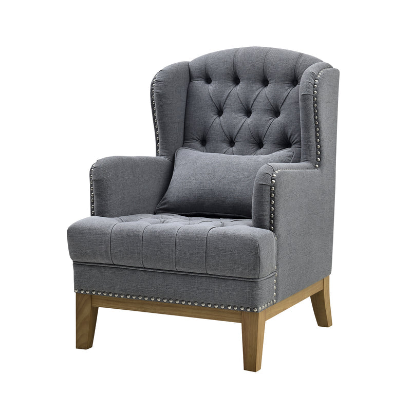 Grey Button Tufted Armchair