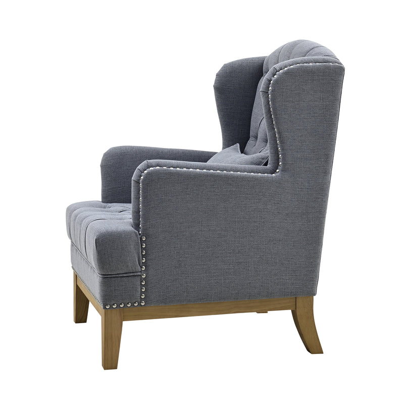 Grey Button Tufted Armchair