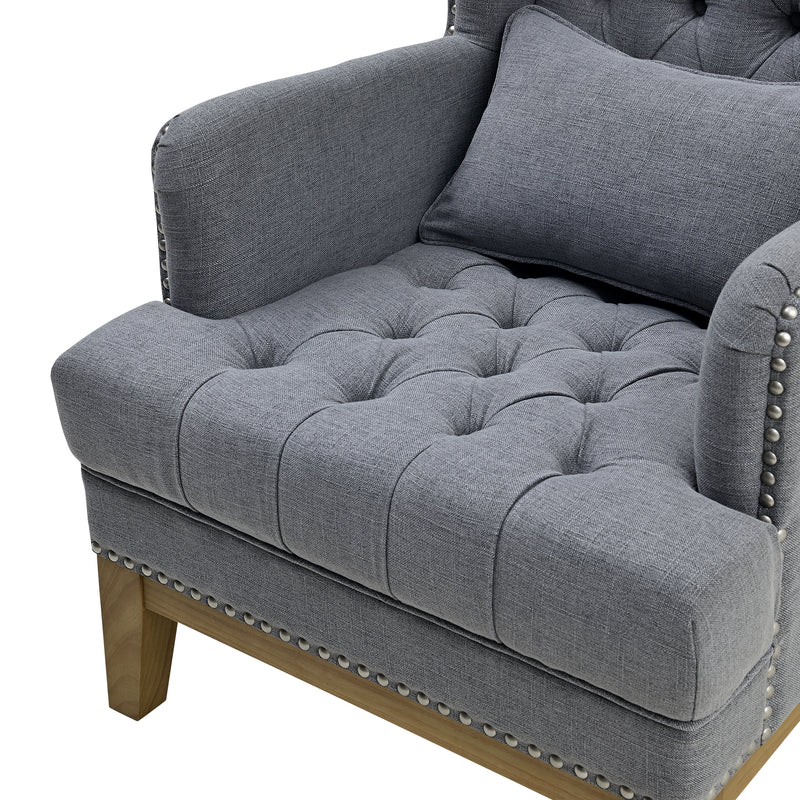 Grey Button Tufted Armchair