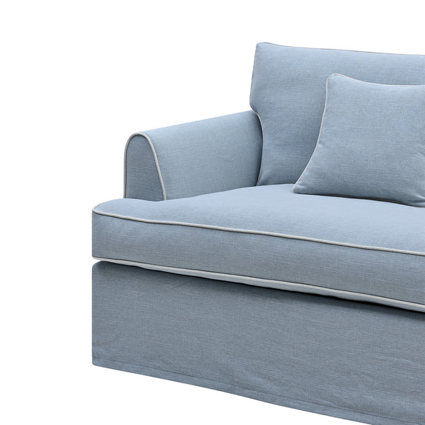 Pale Blue Three Seater Sofa with Piping