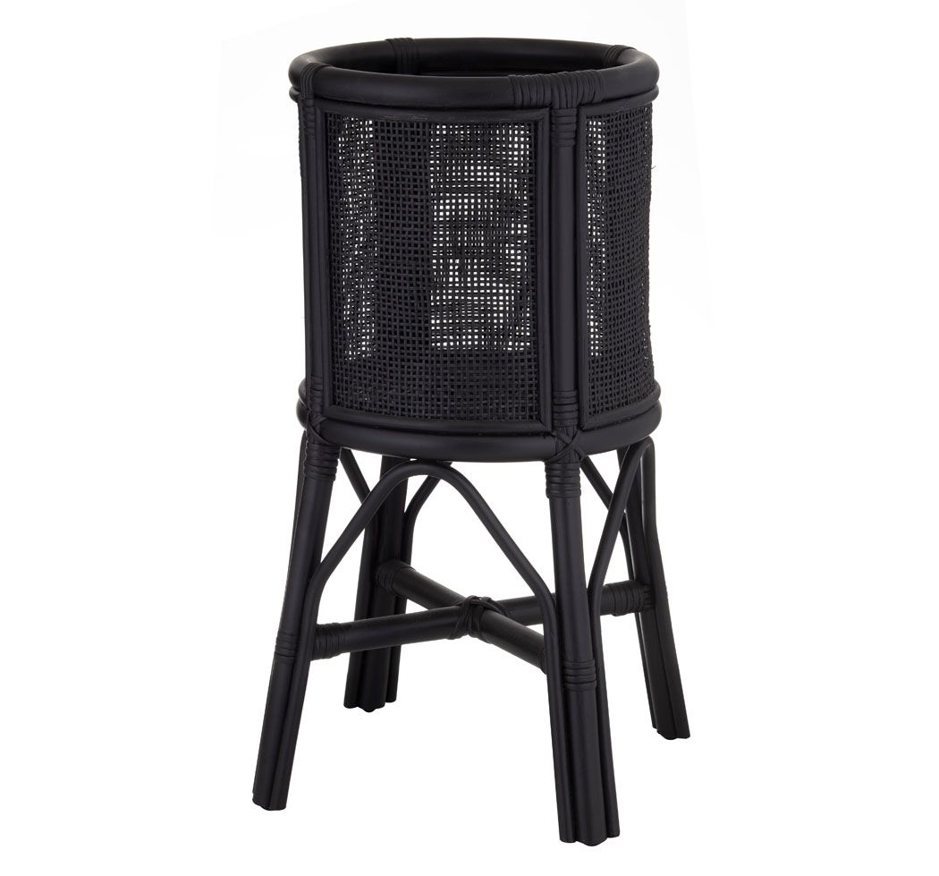 Black Rattan Pot Plant Stand