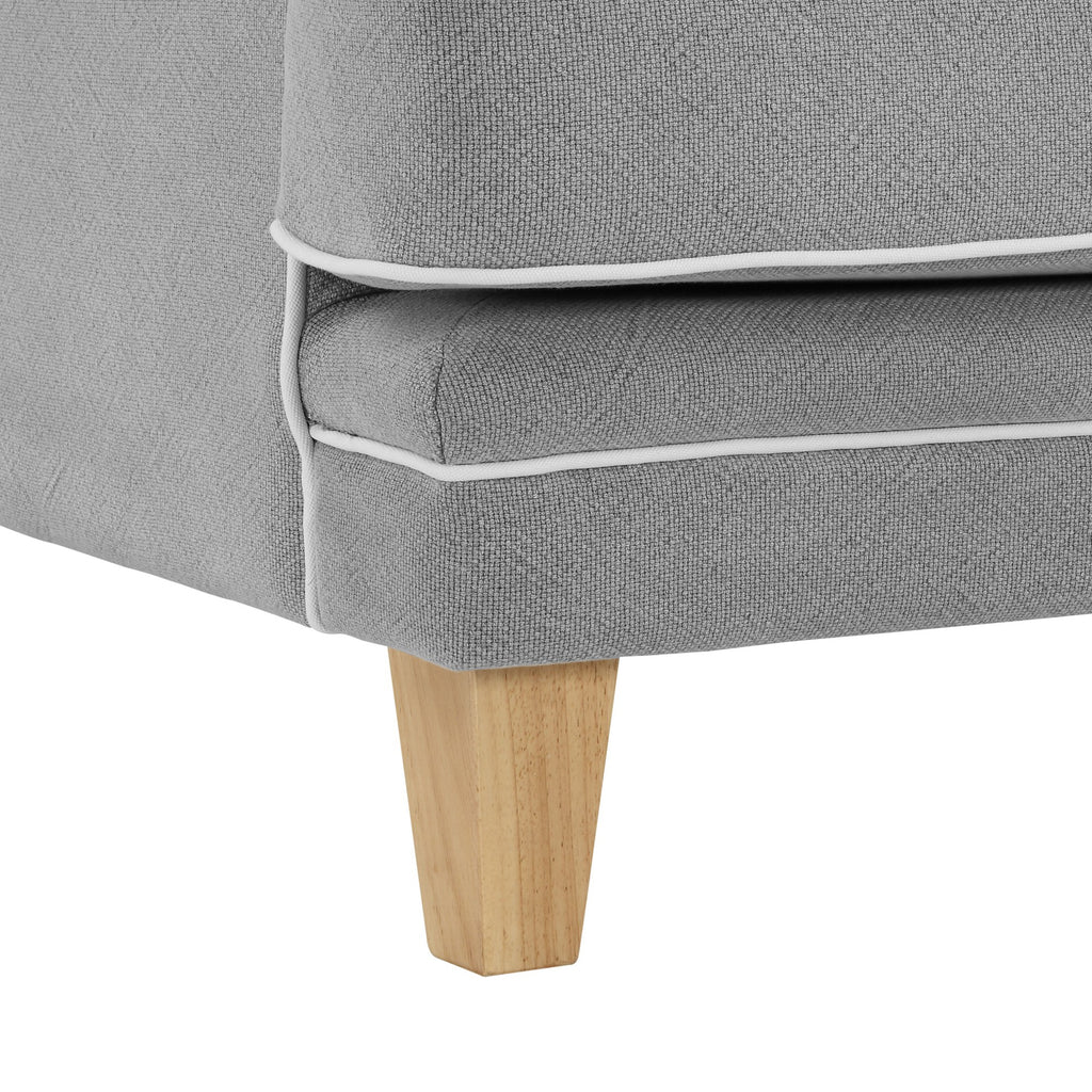 Newport Armchair In Classic Grey With White Piping