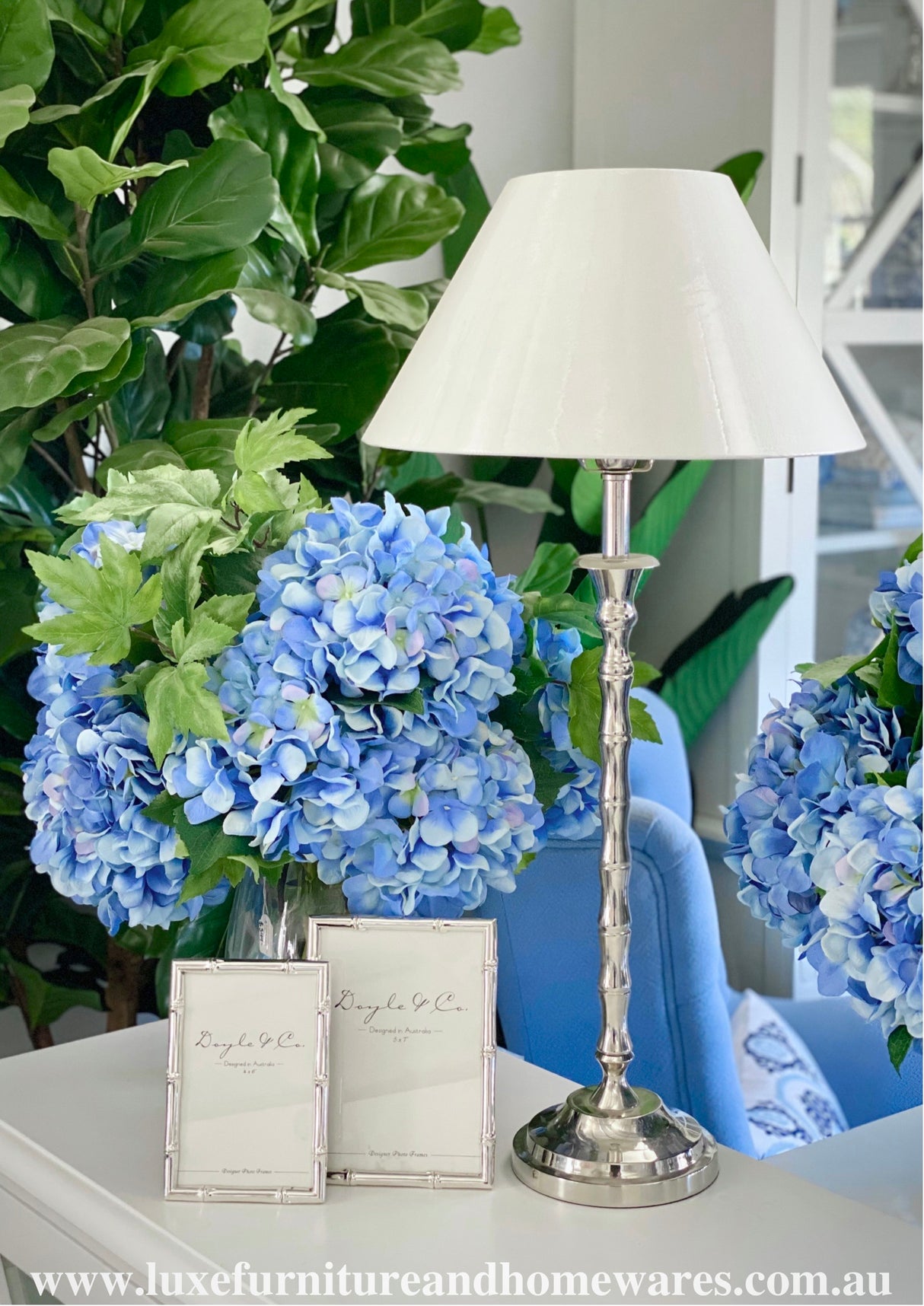 Ex Display Silver Nickel Bamboo Lamp With Shade