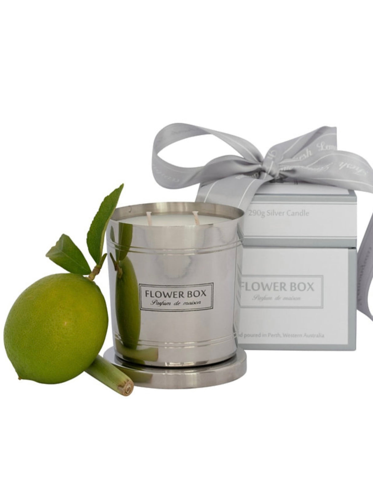 Flower Box Home Fragrance Fresh Lemongrass - 290g Silver Candle