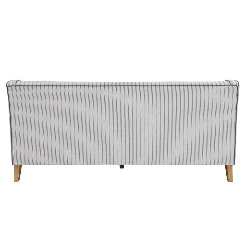 Newport Three Seater Sofa In Blue And White Pinstripe with Piping