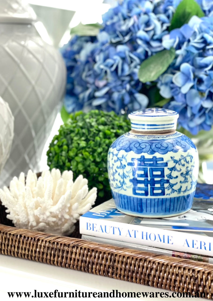 Specialty Blue & White Happiness Ginger Jar