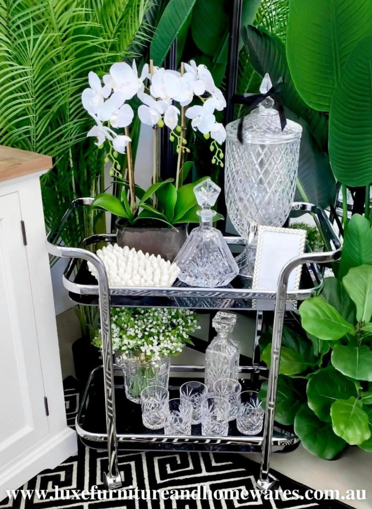 Black & Chrome Rectangular Bar Cart