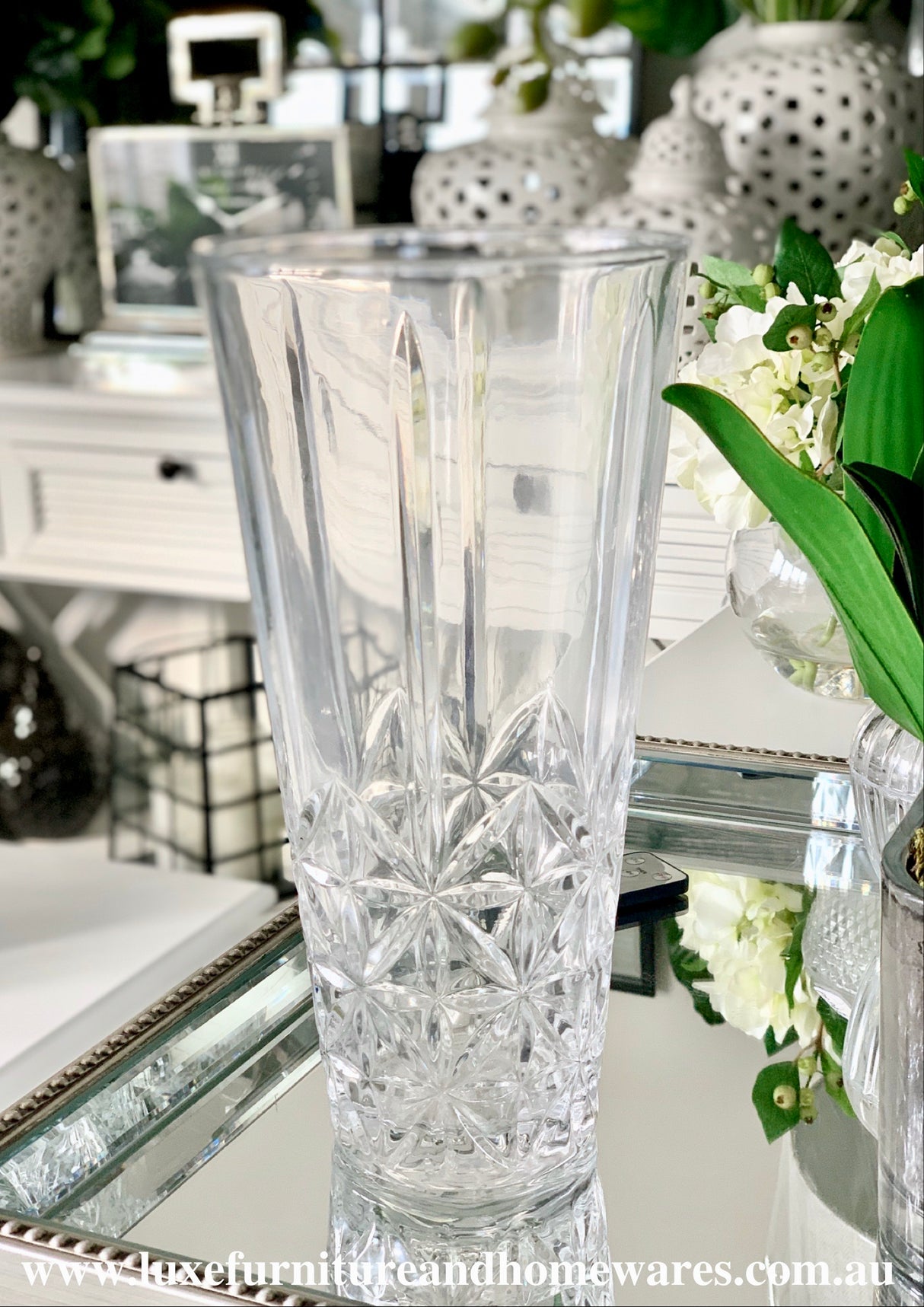 Crystal Cut Textured Glass Vase