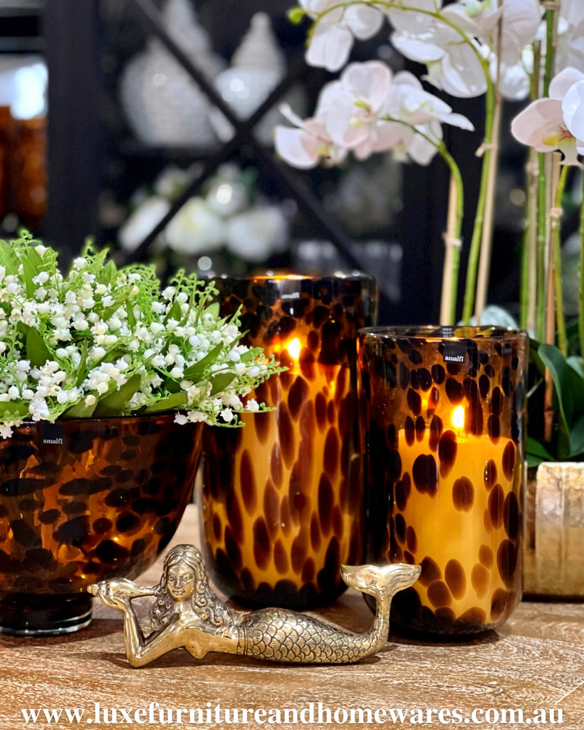 Large Amber Glass Vase - SAVE 40% OFF!