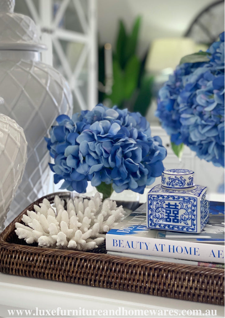 Blue & White Square Happy Jar