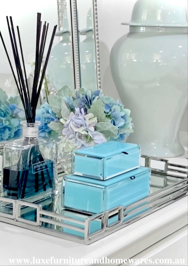 Tiffany Blue Glass Jewellery Box