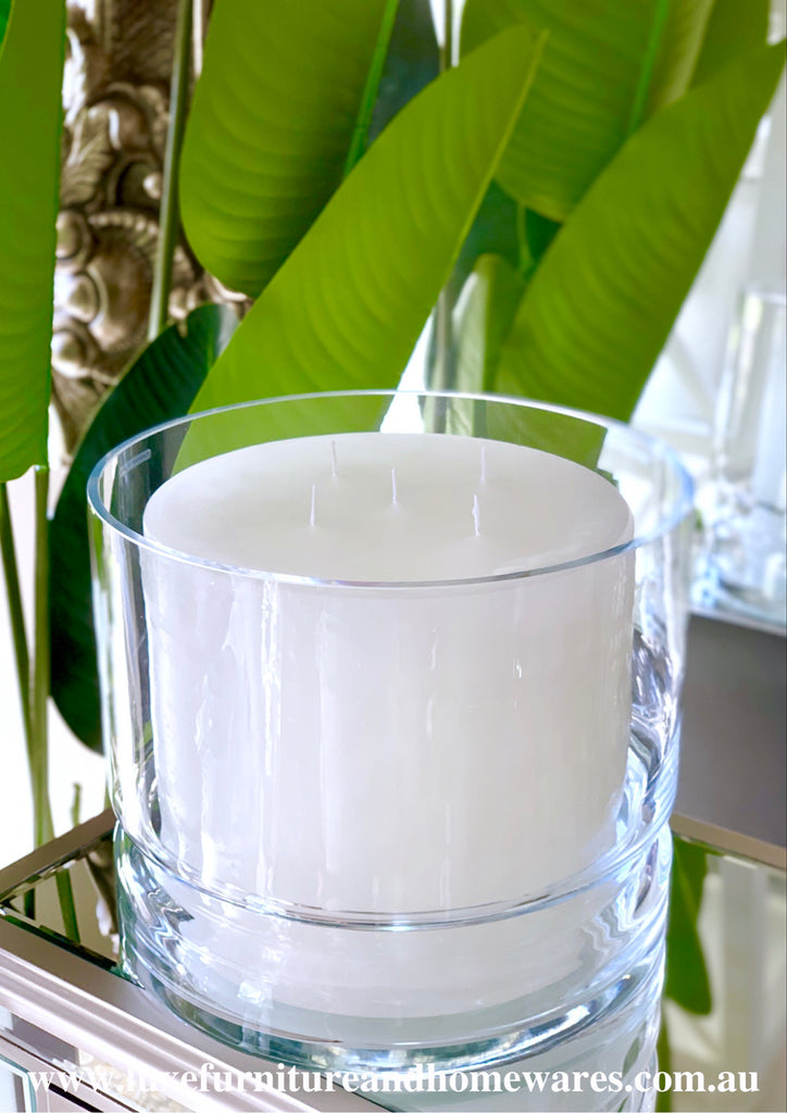 Luxurious European Glass Candle Holder With Italian Wax Candle