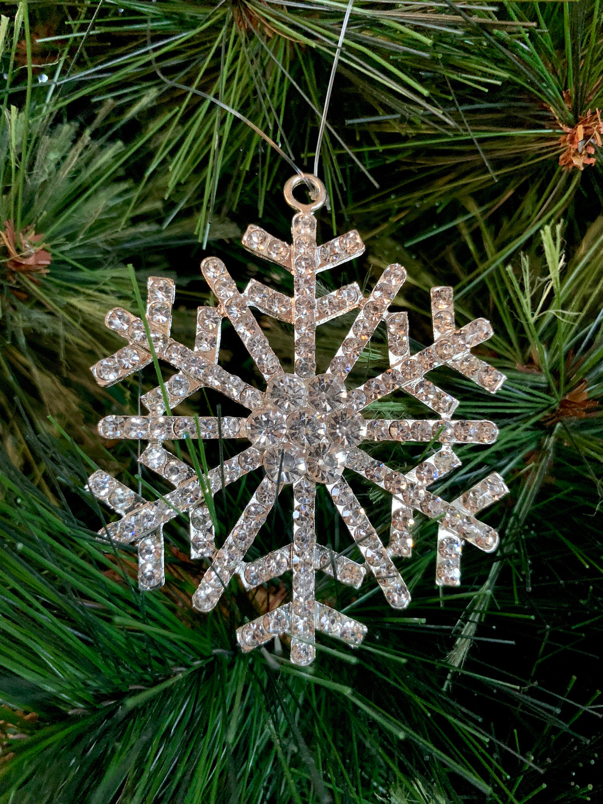 Set Of Three Diamond Snowflake Christmas Ornaments