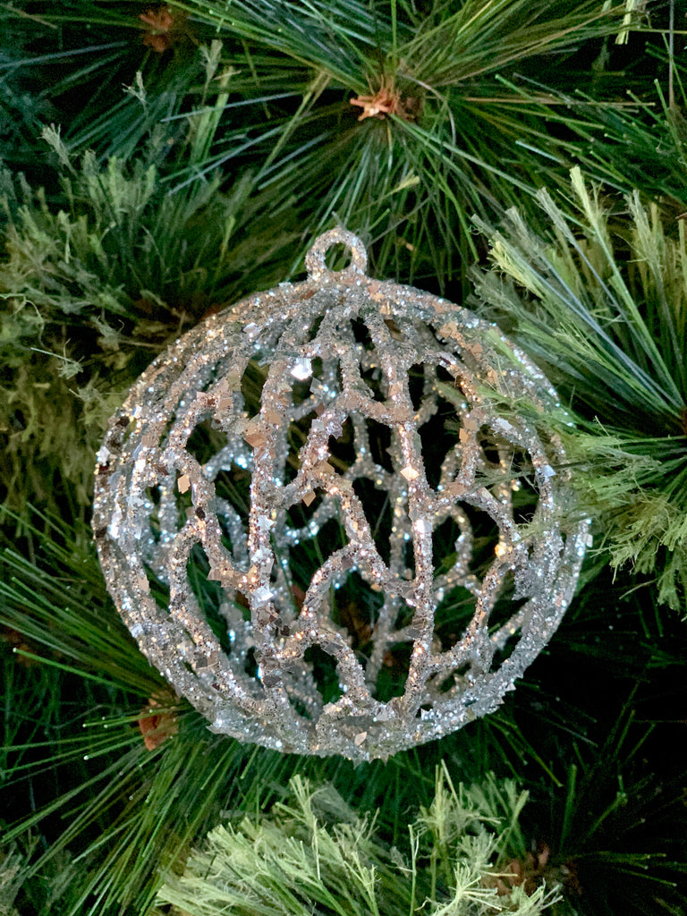 Silver Ball Christmas Ornament - SAVE 50% OFF!