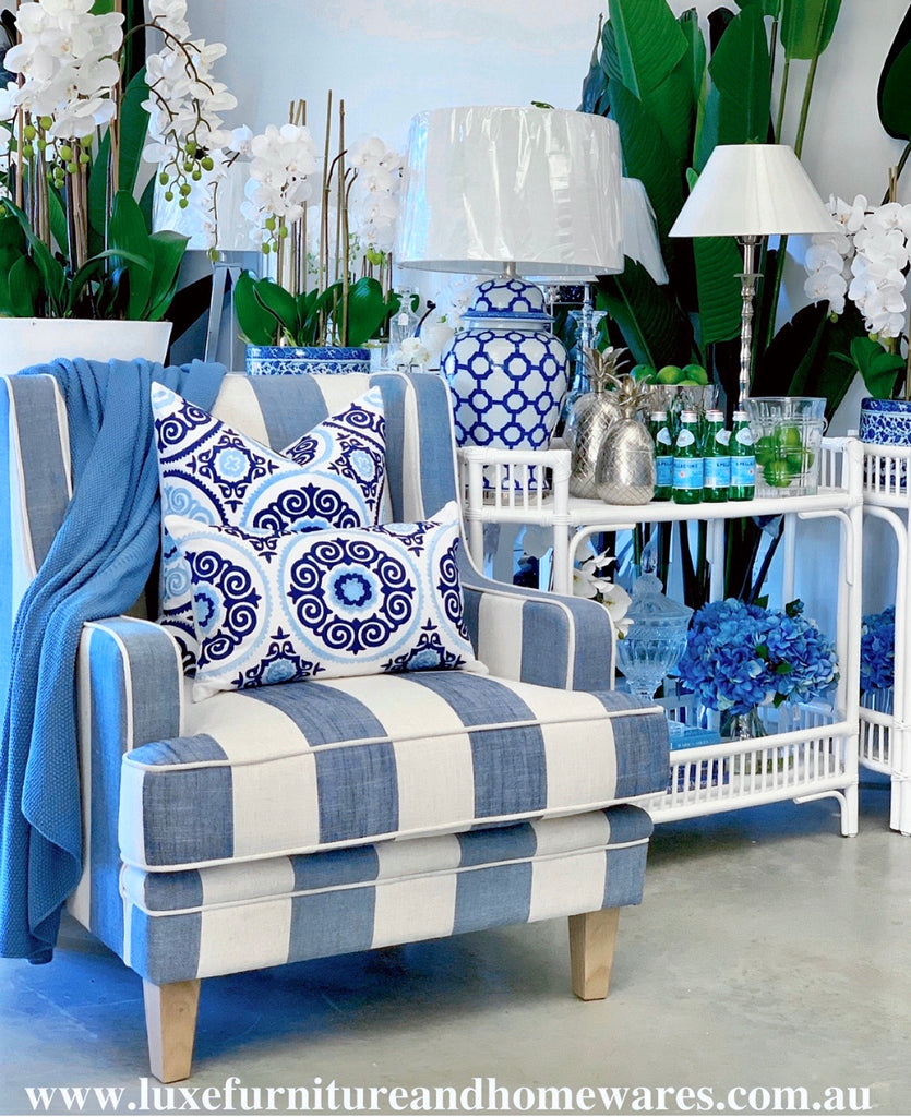 Newport Armchair In Classic Blue Stripe