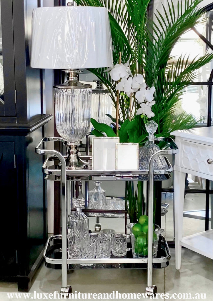 Black & Chrome Rectangular Bar Cart