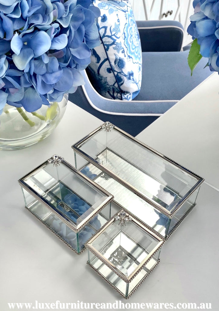 Silver Glass Bee Boxes - Three Sizes Available - SAVE 30% OFF!