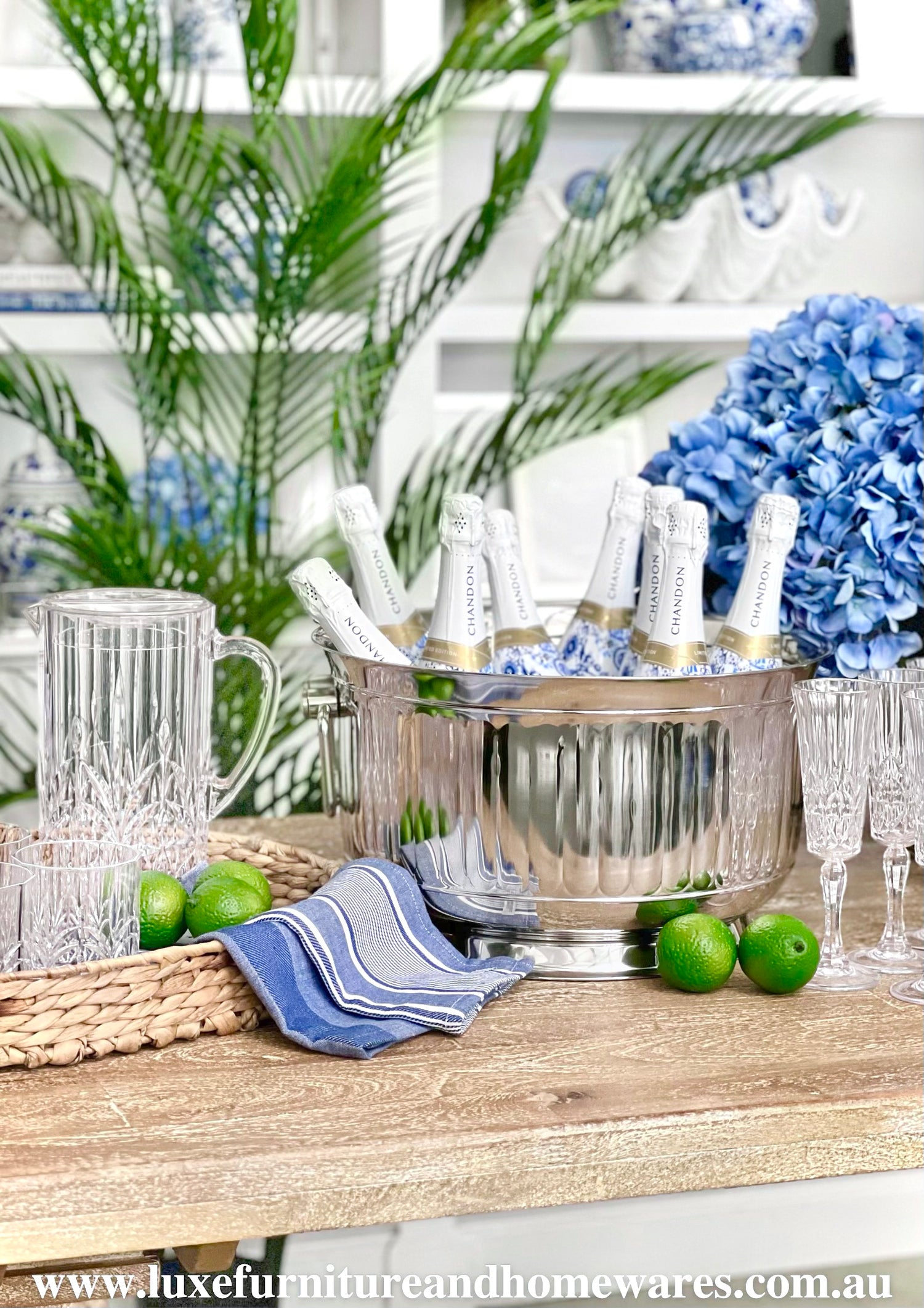 Silver Nickel Ridged Champagne Bucket