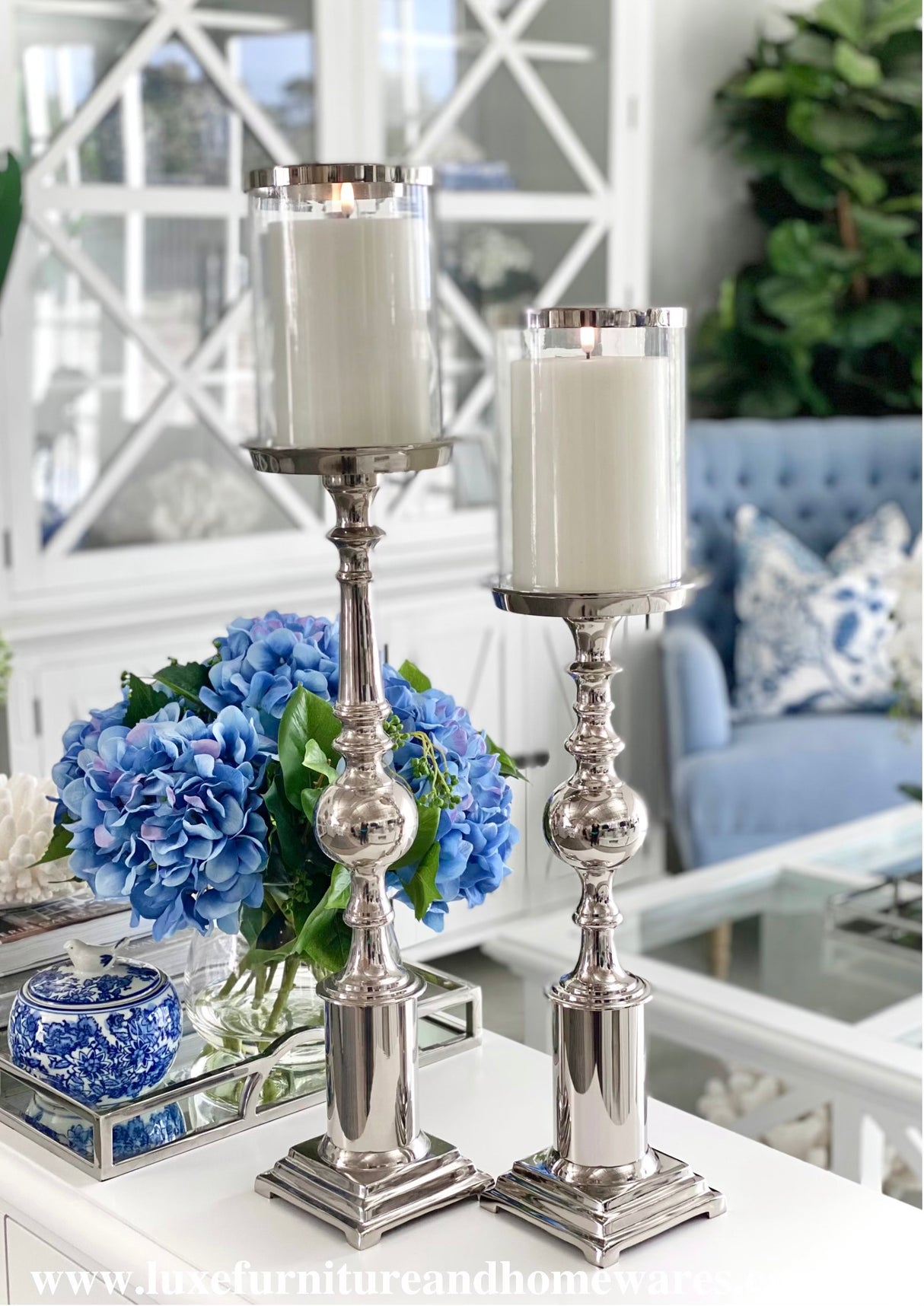 Pair Of Elegant Silver Candle Sticks