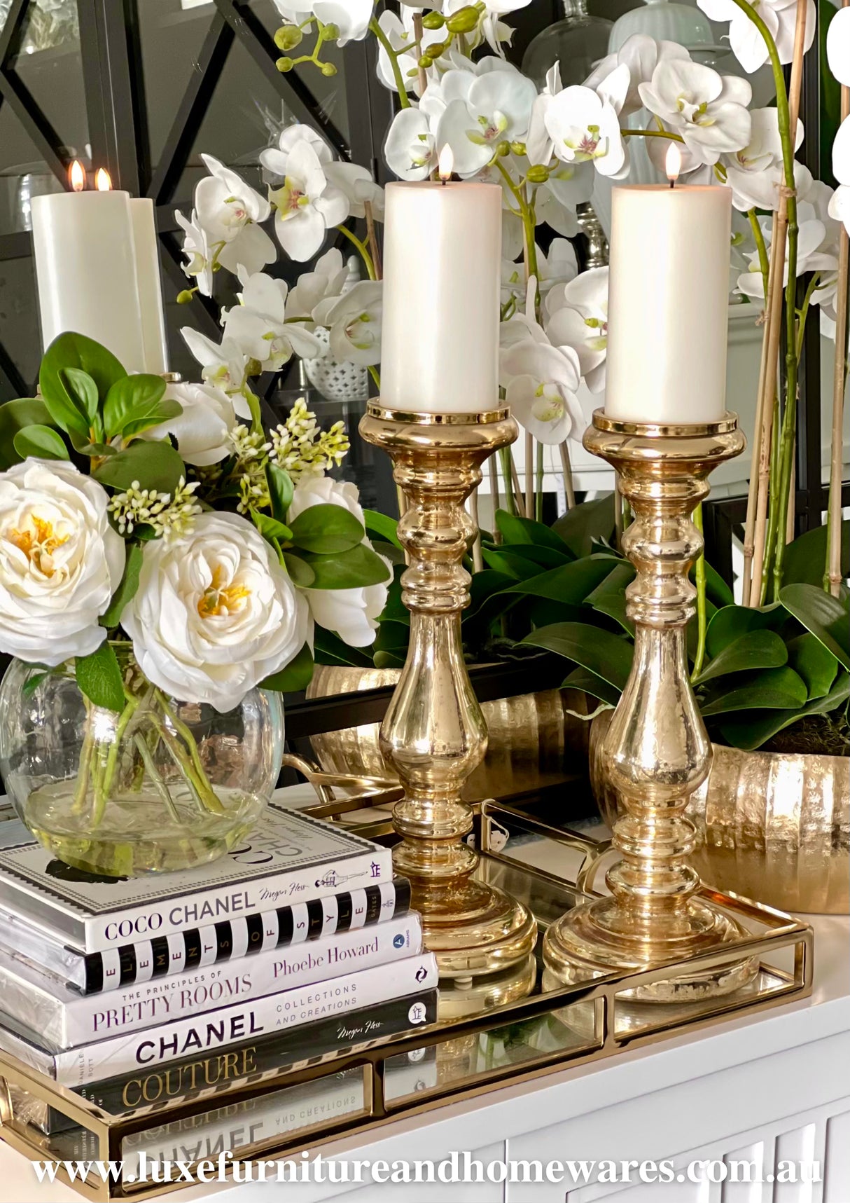 Pair Of Gold Round Based Candlesticks