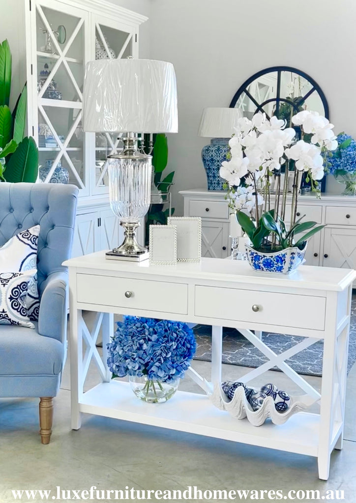 South Hampton Two Drawer Console Table In White