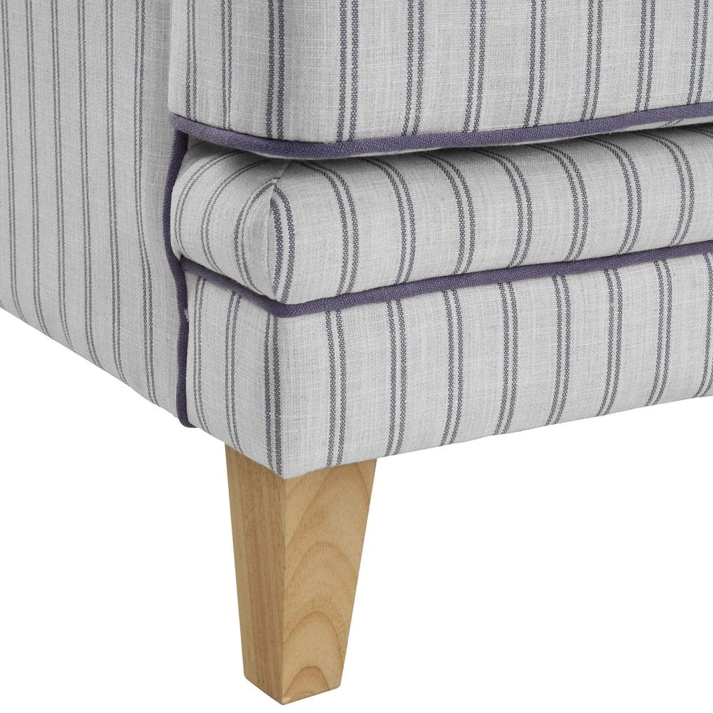 Newport Three Seater Sofa In Blue And White Pinstripe with Piping