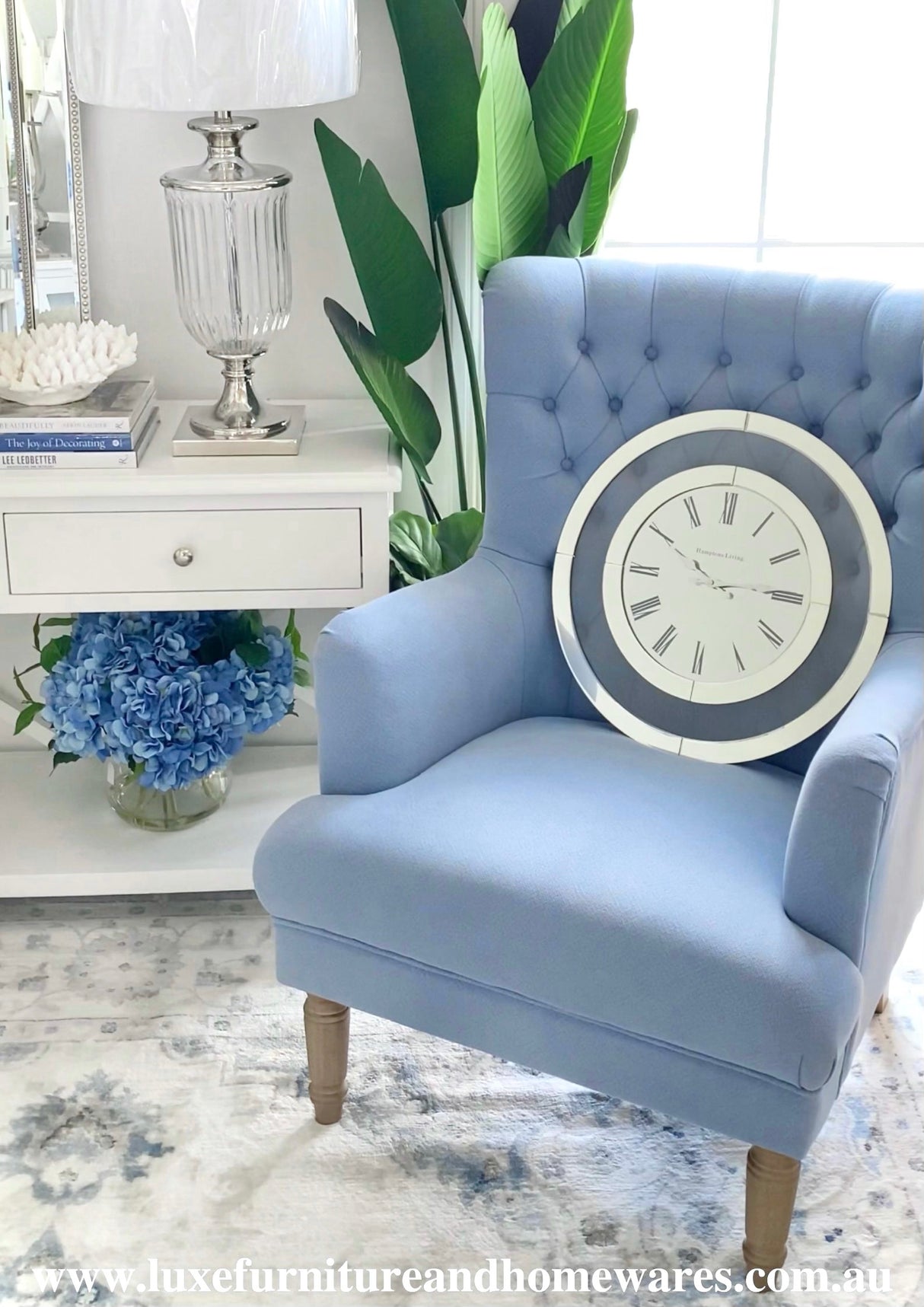 Hamptons Living Mirrored Wall Clock