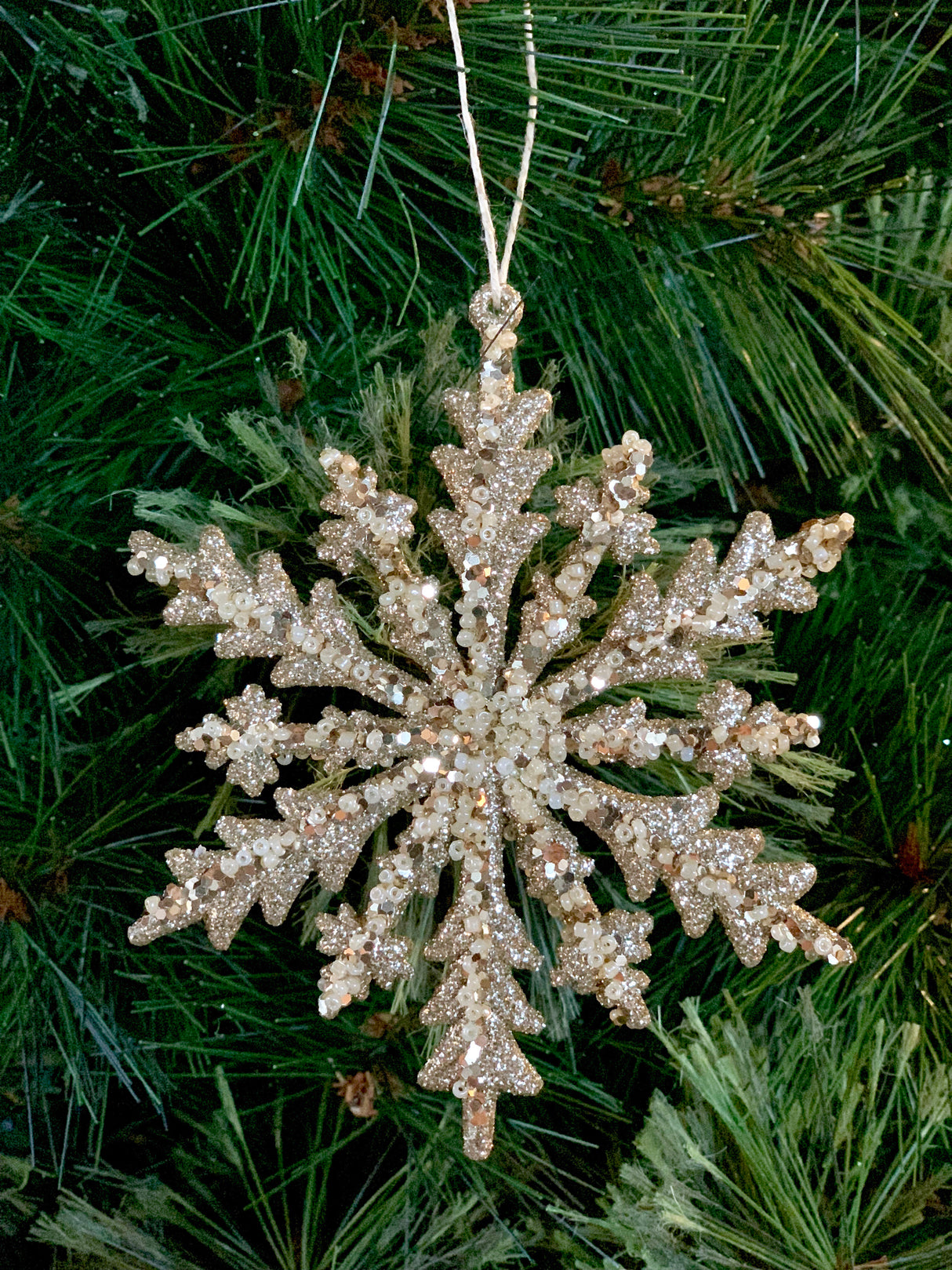 Set Of Six Glimmer Snowflake Christmas Ornaments