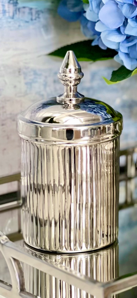 Silver Ribbed Canister - Large