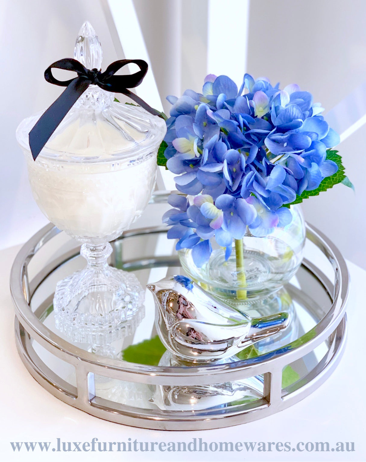 Luxury Silver Round Mirrored Vanity Tray