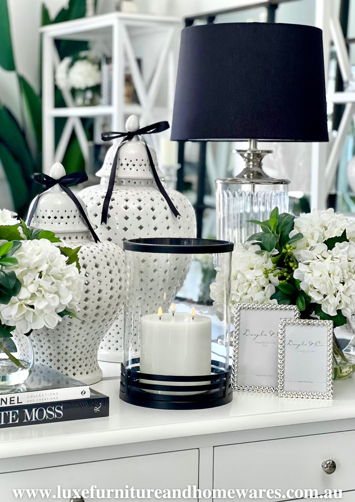 Glass Hurricane Candle Holder in Black