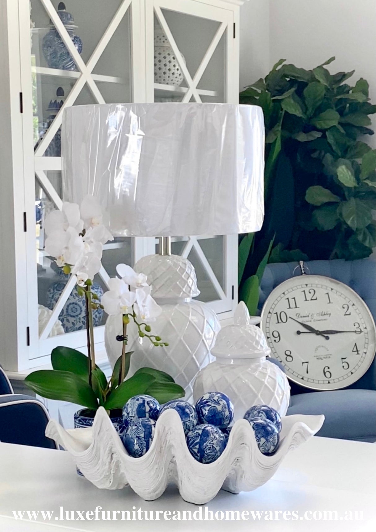 Blue & White Set of Six Aviary Decorator Balls