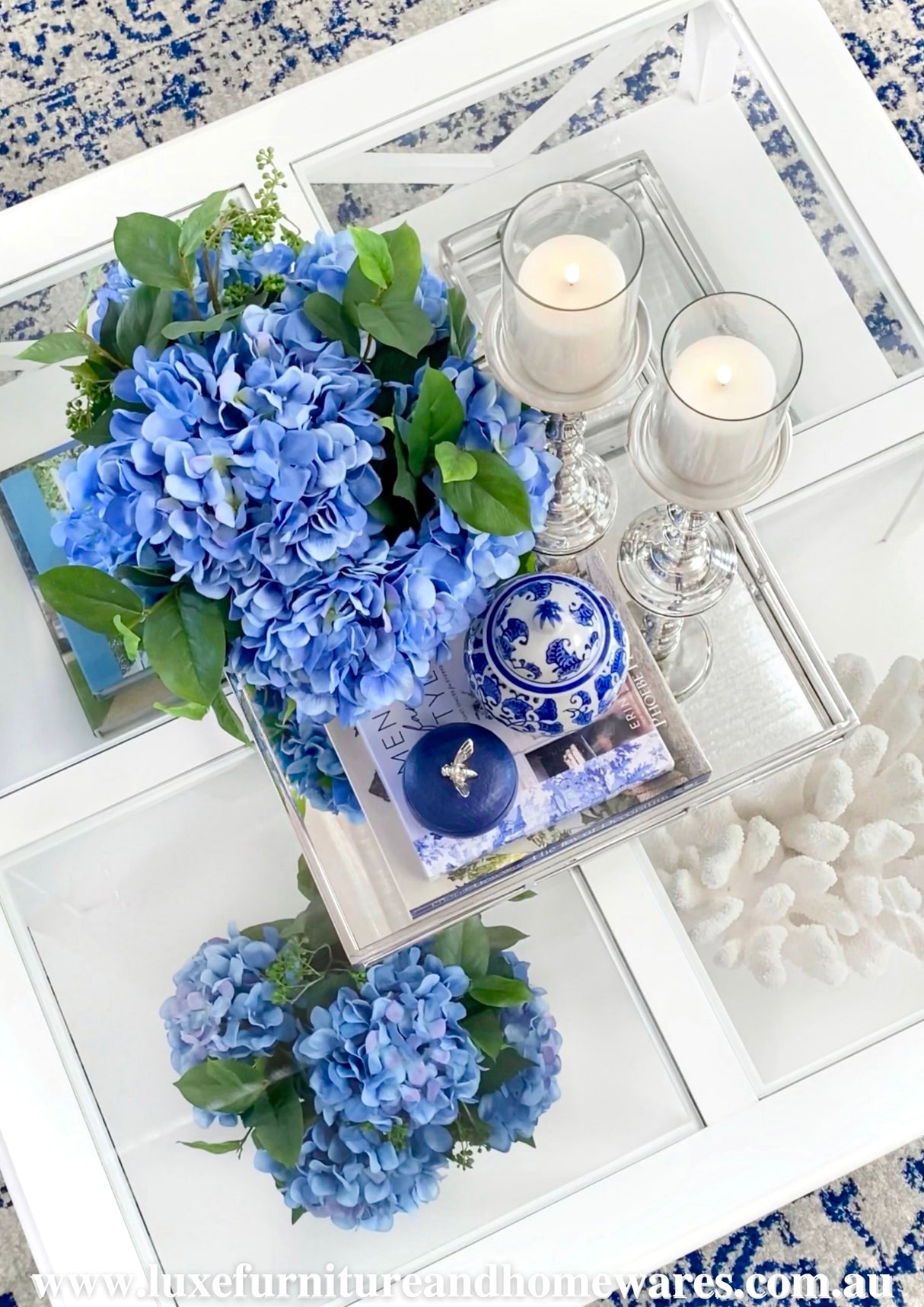 Silver Bee Textured Trinket Box In Navy