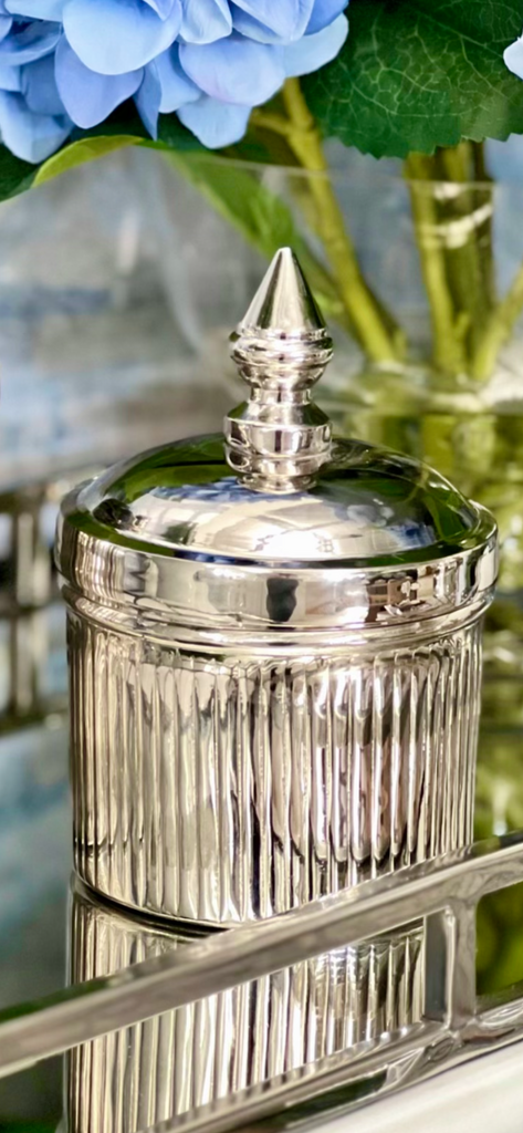 Silver Ribbed Canister - Small