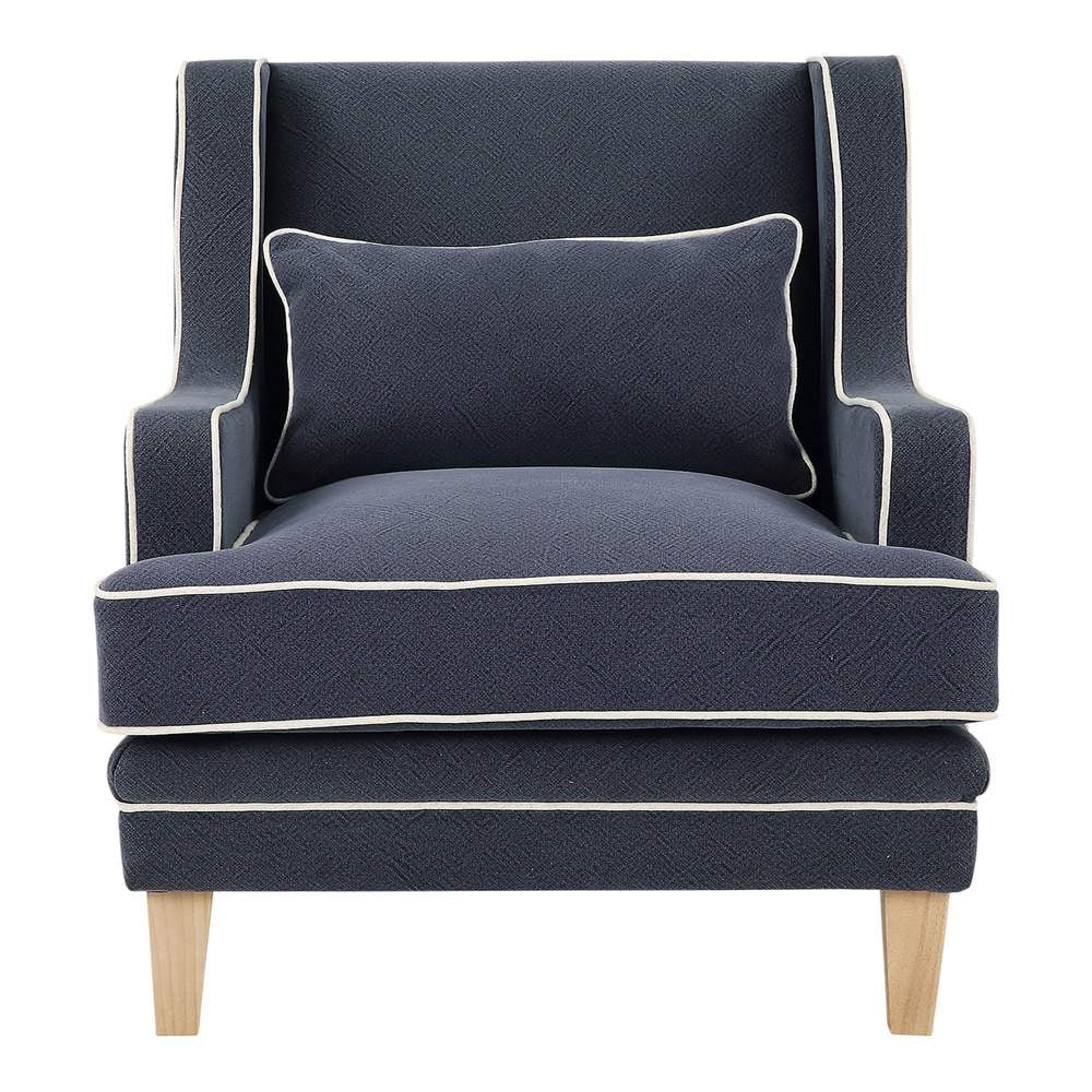 Newport Armchair In Navy With White Piping