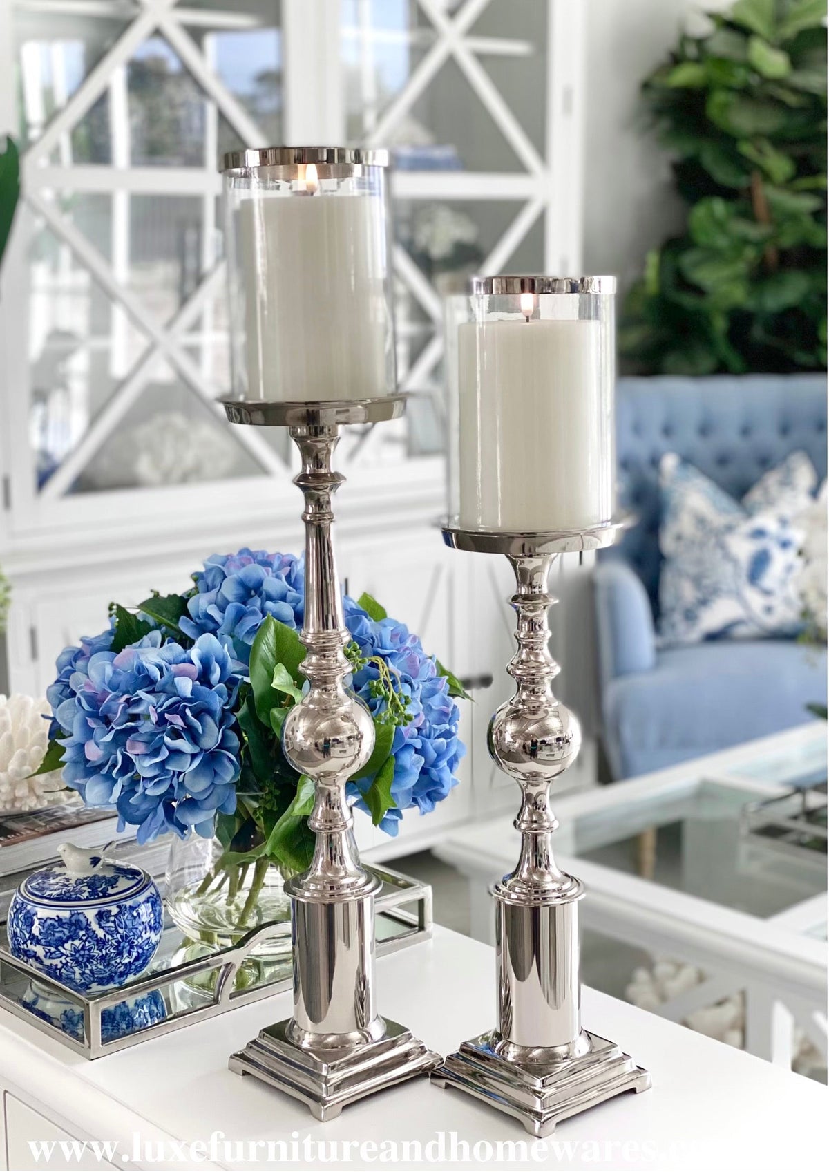 Pair Of Elegant Silver Candle Sticks - SECONDS