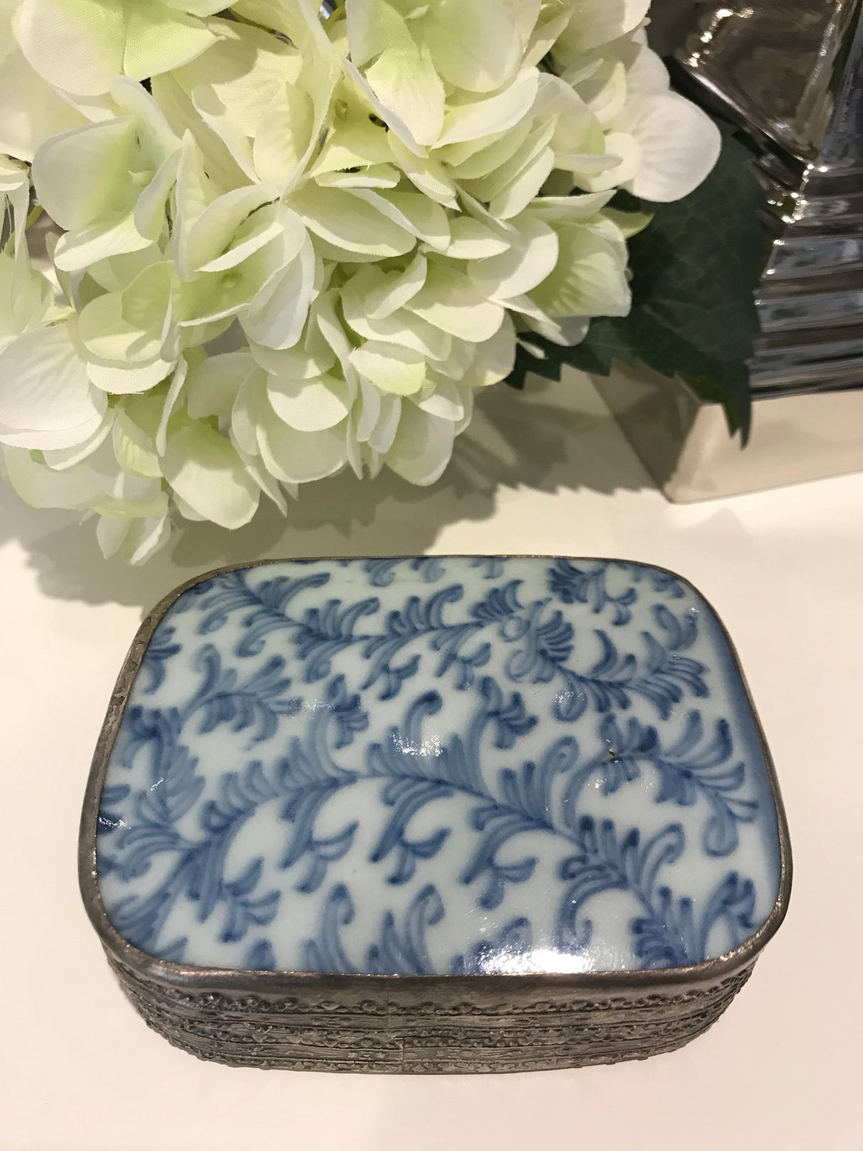 Specialty Blue & White Vine Trinket Box