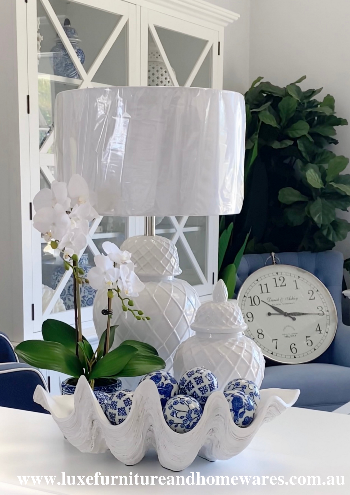 Blue & White Set of Six Motif Decorator Balls
