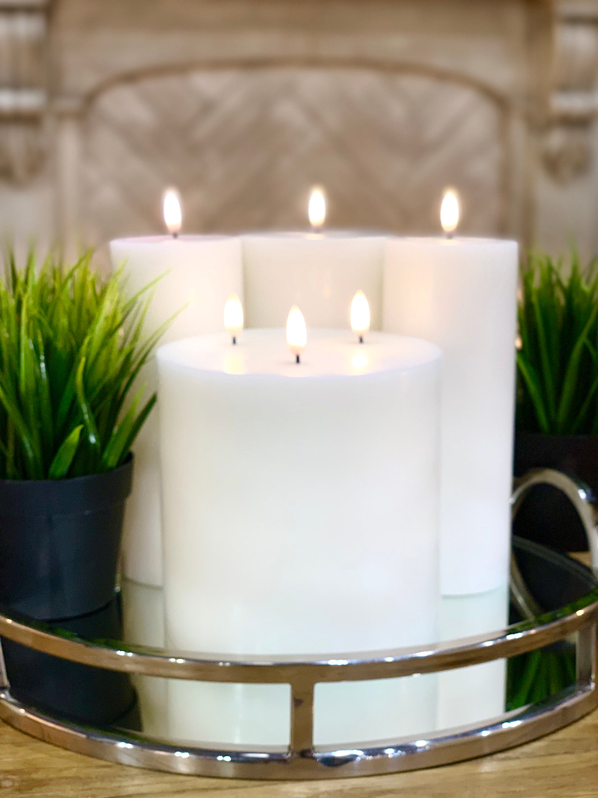 Nordic White Flameless Candle - Triple Wick